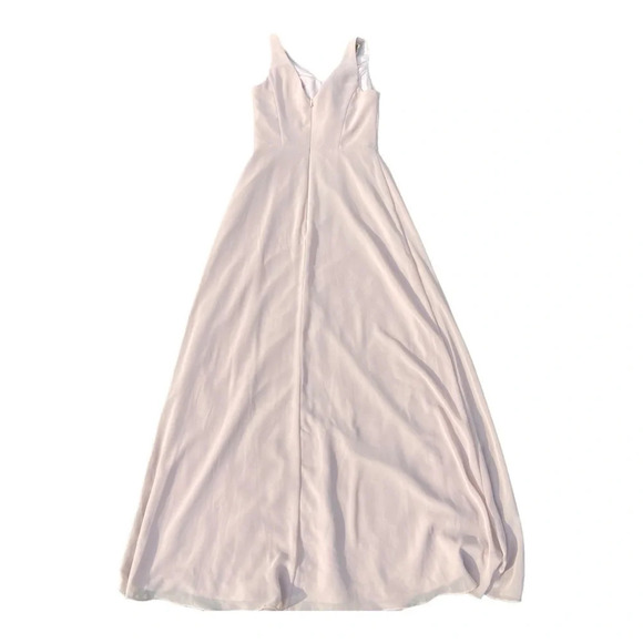 AZAZIE NALA Champagne A-Line Pleated Chiffon Dress Sz 4 Bridesmaid Wedding - Picture 2 of 4